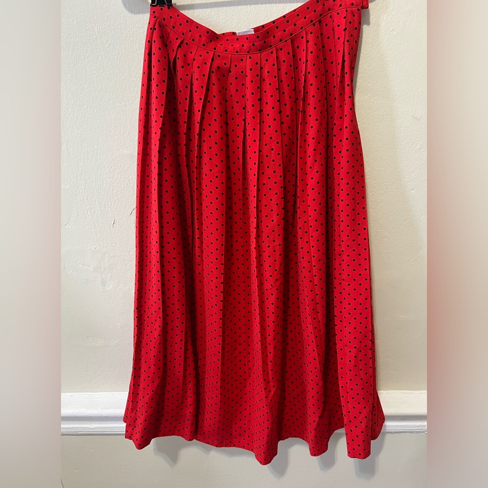 Vintage Red Polka Dot Pleated Skirt